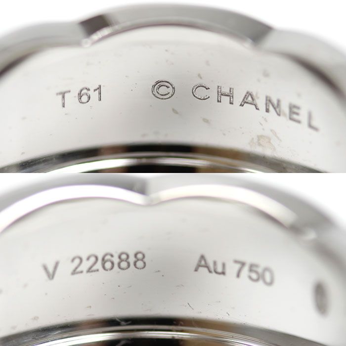 Chanel 18k White Gold Coco Crush Large Ring 61