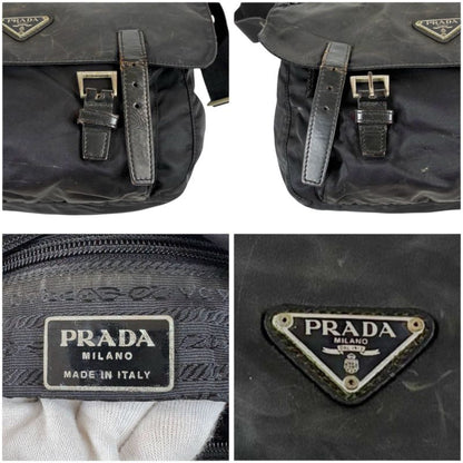 Prada Triangle Logo Cross Black Nero Tessuto Shoulder Bag
