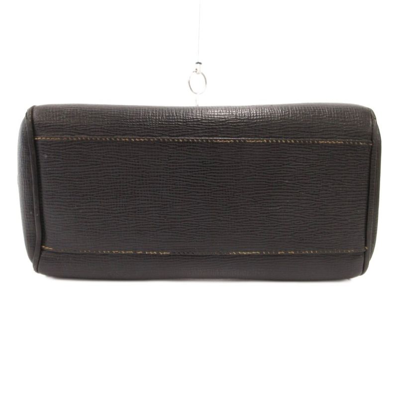 Celine Old Mini Boston Bag Macadam Embossed Leather Black