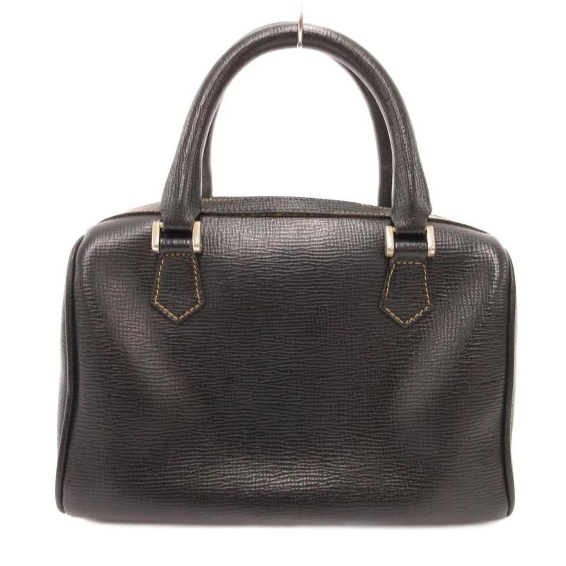 Celine Old Mini Boston Bag Macadam Embossed Leather Black