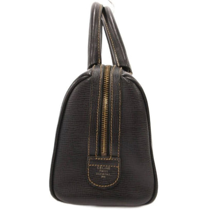 Celine Old Mini Boston Bag Macadam Embossed Leather Black
