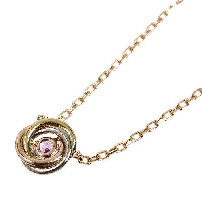 Cartier 18k Pink Gold 18k Yellow 18k White Trinity Necklace Sapphire