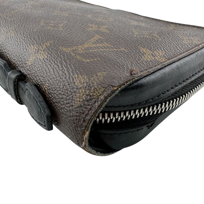 Louis Vuitton Round Zip Wallet Zippy XL Monogram Macassar Leather Second Brown