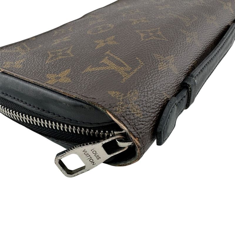 Louis Vuitton Round Zip Wallet Zippy XL Monogram Macassar Leather Second Brown