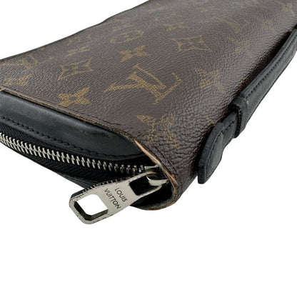 Louis Vuitton Round Zip Wallet Zippy XL Monogram Macassar Leather Second Brown