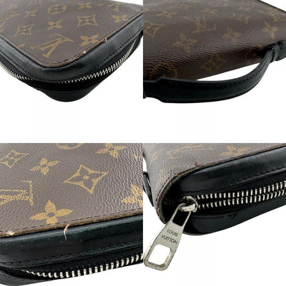 Louis Vuitton Round Zip Wallet Zippy XL Monogram Macassar Leather Second Brown