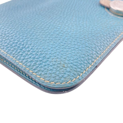 Hermes Series Button Dogon GM Togo Wallet Blue
