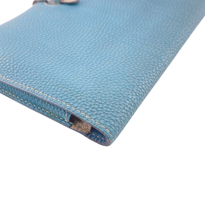 Hermes Series Button Dogon GM Togo Wallet Blue