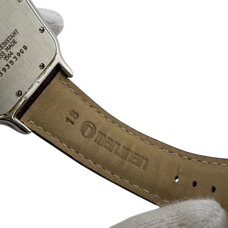 Cartier 3 Hands Date Santos Garbe Leather Watch Brown