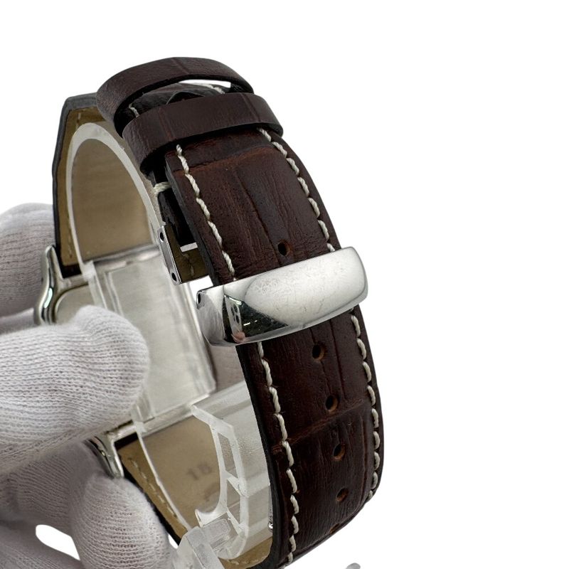Cartier 3 Hands Date Santos Garbe Leather Watch Brown