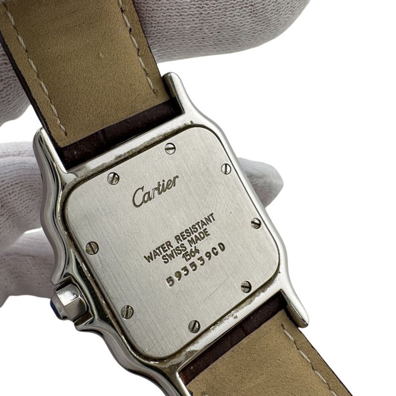 Cartier 3 Hands Date Santos Garbe Leather Watch Brown