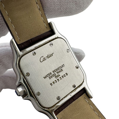 Cartier 3 Hands Date Santos Garbe Leather Watch Brown