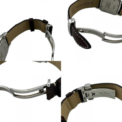 Cartier 3 Hands Date Santos Garbe Leather Watch Brown