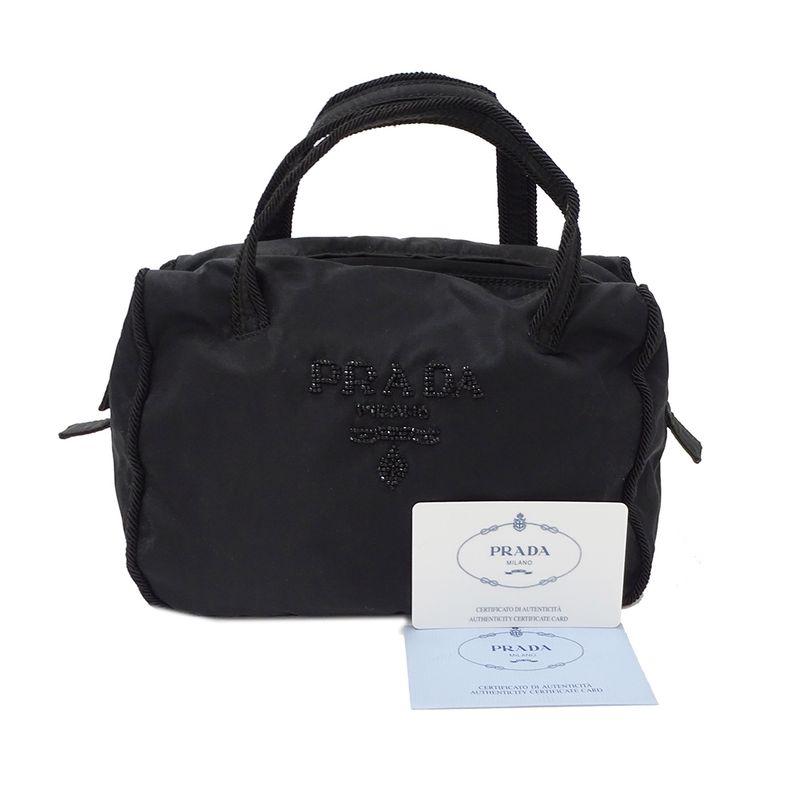Prada Bag Handbag Tessuto Nylon Beads Black Going Out Adult Simple