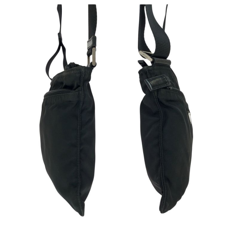 Prada Tessuto Black Silver Nylon Shoulder Bag