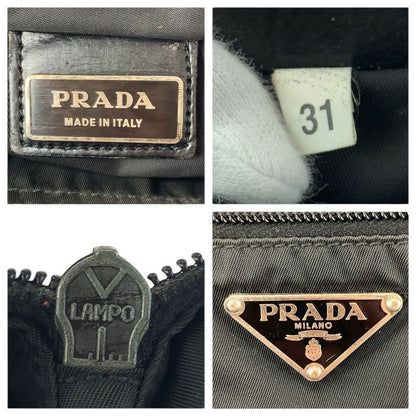 Prada Tessuto Black Silver Nylon Shoulder Bag