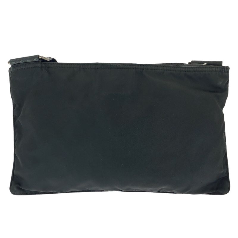 Prada Tessuto Black Silver Nylon Shoulder Bag