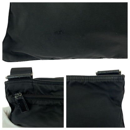 Prada Tessuto Black Silver Nylon Shoulder Bag