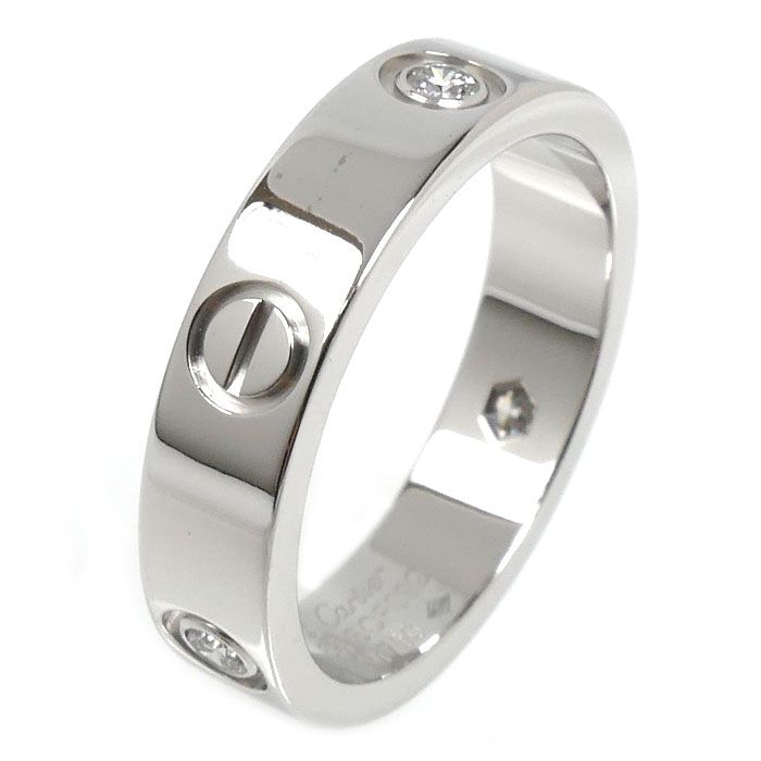 Cartier 18k White Gold Love Ring Half Diamond . 63