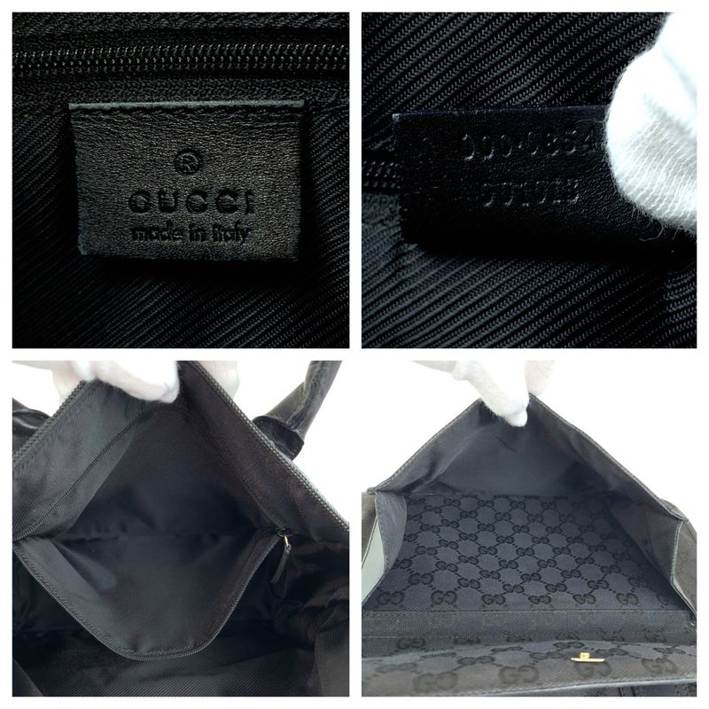 Gucci Black Silver GG Canvas Leather 000 Tote