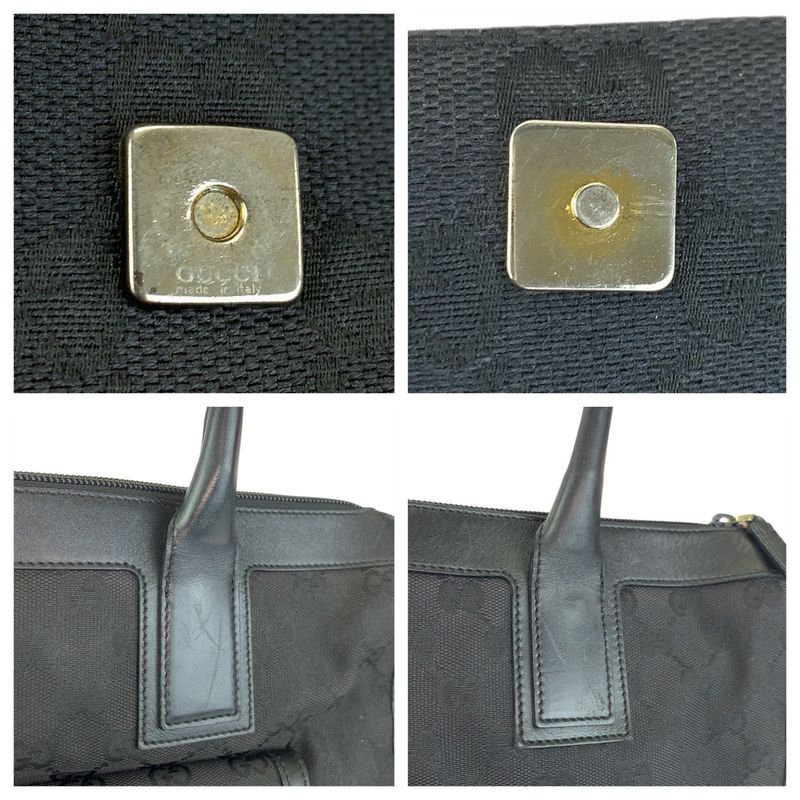 Gucci Black Silver GG Canvas Leather 000 Tote