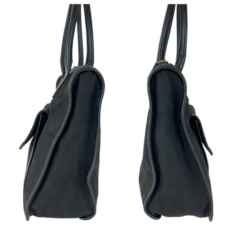 Gucci Black Silver GG Canvas Leather 000 Tote