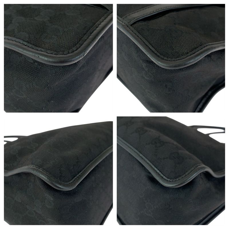 Gucci Black Silver GG Canvas Leather 000 Tote
