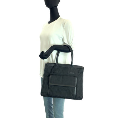 Gucci Black Silver GG Canvas Leather 000 Tote