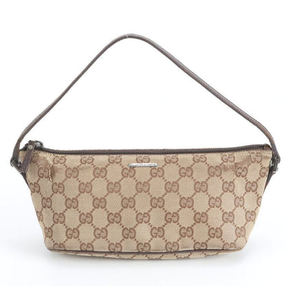 Gucci GG Canvas Leather Handbag Brown Ebm