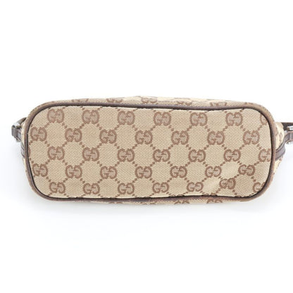 Gucci GG Canvas Leather Handbag Brown Ebm