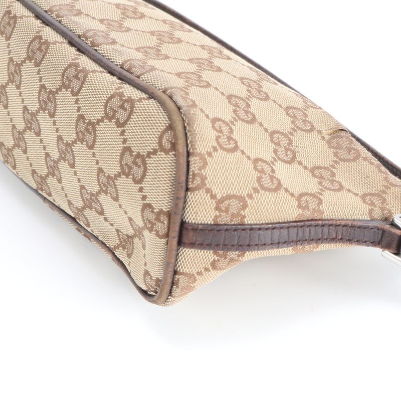 Gucci GG Canvas Leather Handbag Brown Ebm