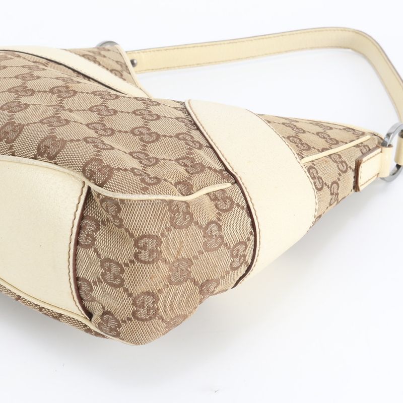 Gucci GG Canvas Leather Shoulder Bag Tote Hand Rem