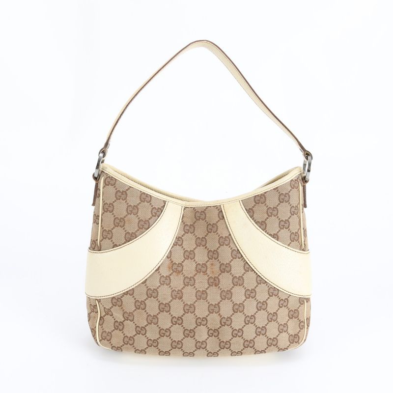 Gucci GG Canvas Leather Shoulder Bag Tote Hand Rem