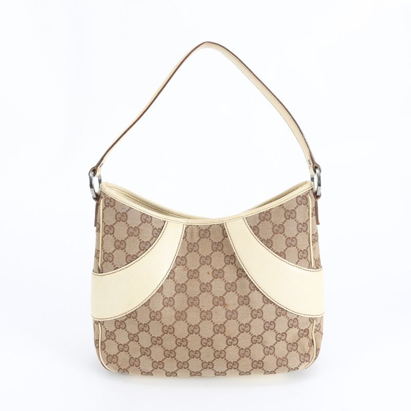 Gucci GG Canvas Leather Shoulder Bag Tote Hand Rem