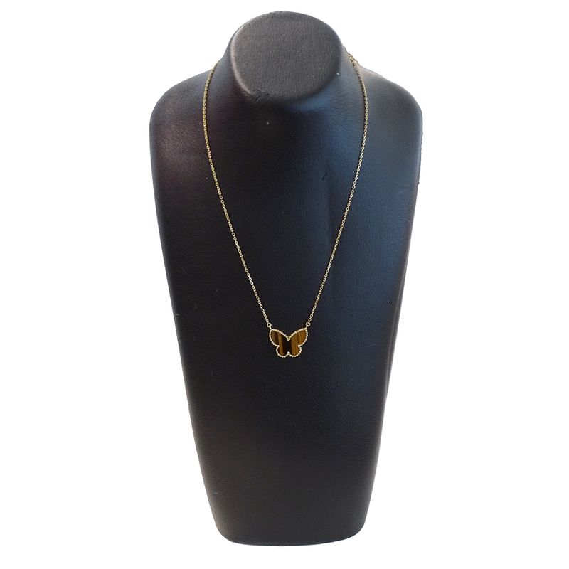 Van Cleef & Arpels Necklace Lucky Alhambra Papillon Taiga Eye Yellow Gold
