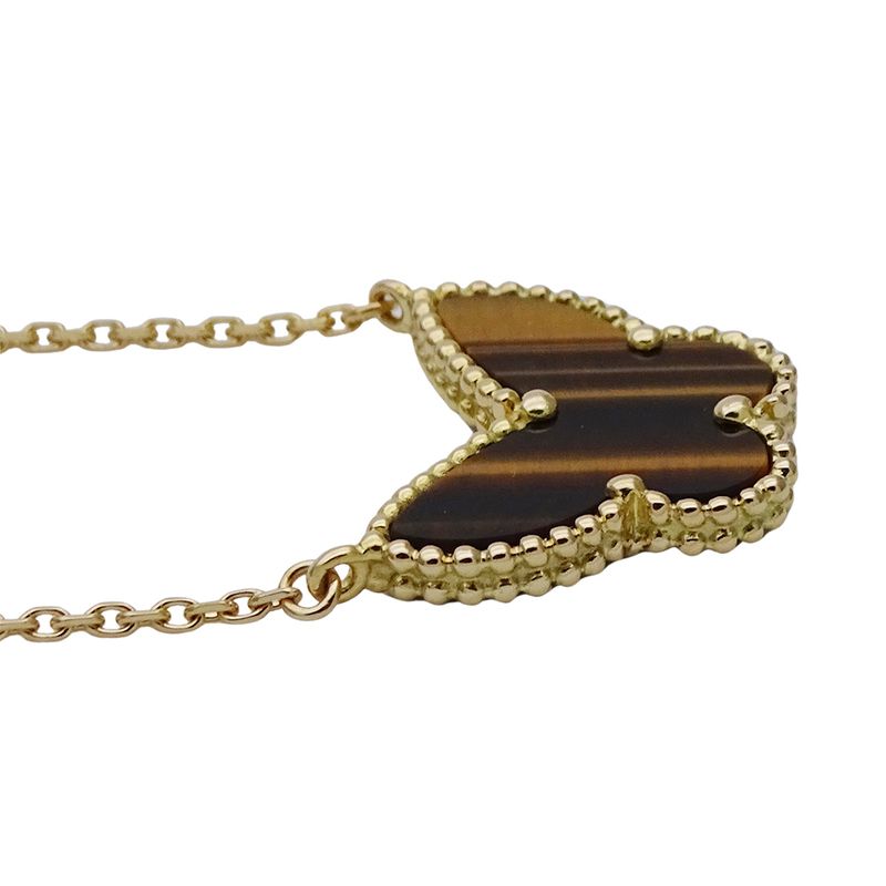 Van Cleef & Arpels Necklace Lucky Alhambra Papillon Taiga Eye Yellow Gold