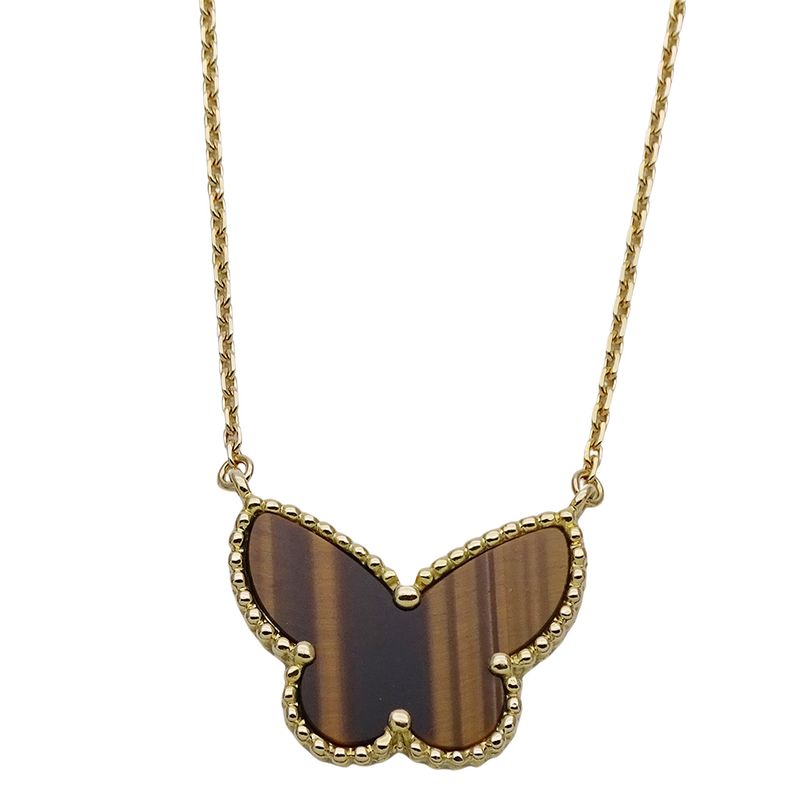 Van Cleef & Arpels Necklace Lucky Alhambra Papillon Taiga Eye Yellow Gold
