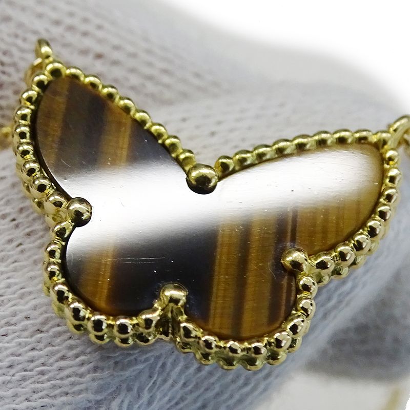 Van Cleef & Arpels Necklace Lucky Alhambra Papillon Taiga Eye Yellow Gold