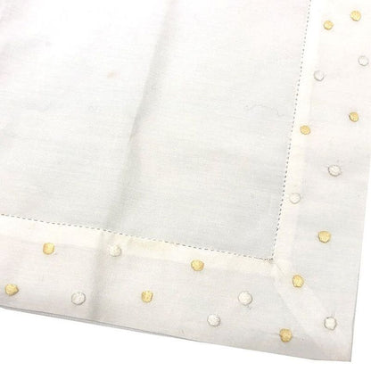 Hermes Cotton Handkerchief Embroidered Dot Bandana Pocket Chief White