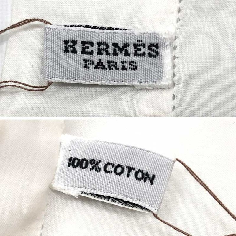 Hermes Cotton Handkerchief Embroidered Dot Bandana Pocket Chief White