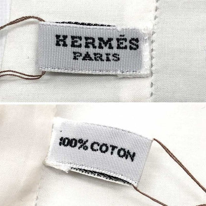 Hermes Cotton Handkerchief Embroidered Dot Bandana Pocket Chief White