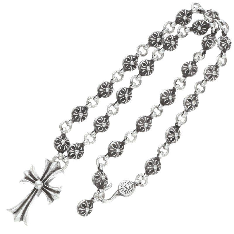 Chrome Hearts 1 Crsbl Chn Sml CH Crs Cross Ball Chain Small CH Silver Necklace