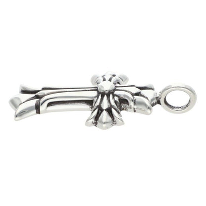 Chrome Hearts Dbl CH Crs Double CH Cross Charm Silver Necklace Top
