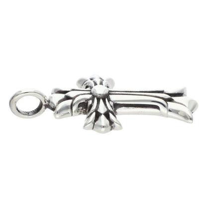 Chrome Hearts Dbl CH Crs Double CH Cross Charm Silver Necklace Top