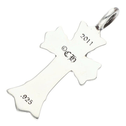 Chrome Hearts Dbl CH Crs Double CH Cross Charm Silver Necklace Top