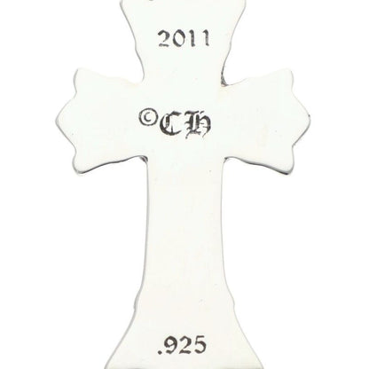 Chrome Hearts Dbl CH Crs Double CH Cross Charm Silver Necklace Top