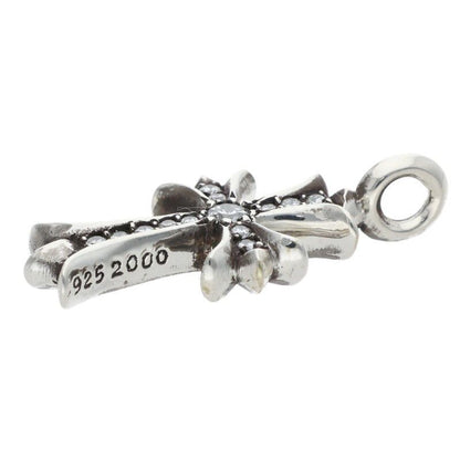 Chrome Hearts Tny Crsf P Dmnd Tiny Fat Cross Pave Diamond Pendant Silver