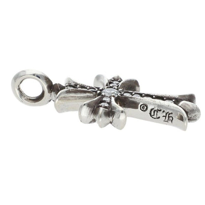 Chrome Hearts Tny Crsf P Dmnd Tiny Fat Cross Pave Diamond Pendant Silver