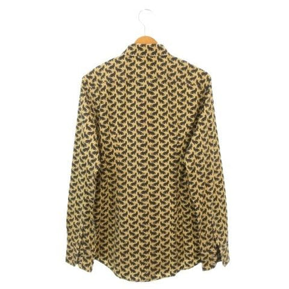 Dolce & Gabbana Gold Shirt XS Beige Cat Pattern Black Cat Animal All Over Long