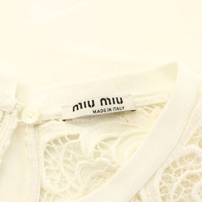 Miu Miu Miu Top Short Sleeve Lace Contrast Crew Neck S White KU
